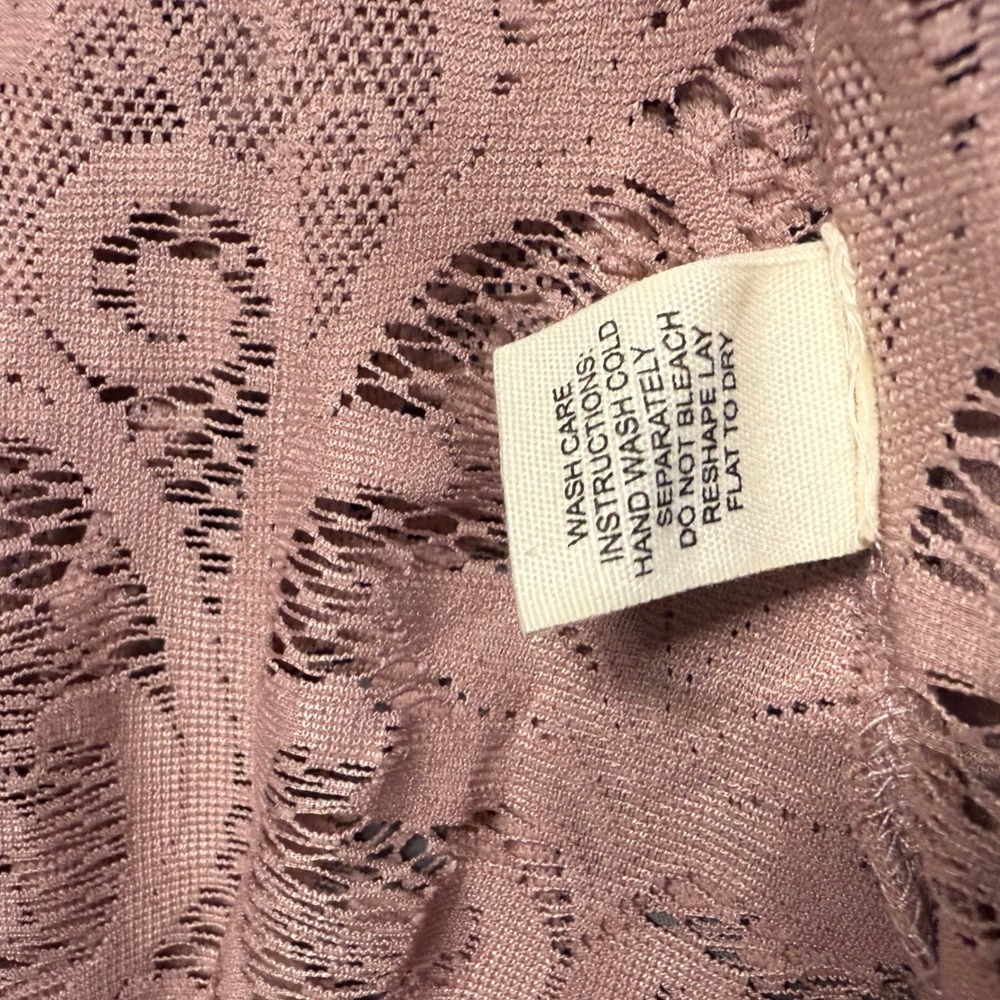 Paper Tee Women's Lace  Kimono Cardigan Pink Floral Embroidered Open Front Large - Picture 5 of 7